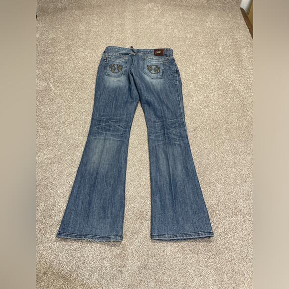 Guess womens foxy flare jeans sz 31 low rise dark wash studs Y2K 90s 00s Vtg - Picture 1 of 12